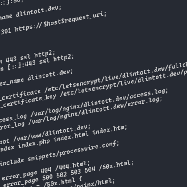 Image showing web server configuration file